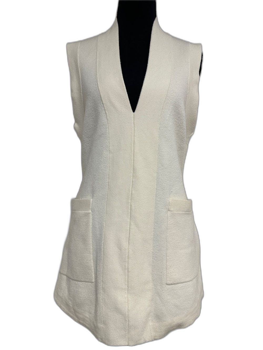 NWT-  Anthropologie  Sleeveless Cream Textured Long Vest Sz  L